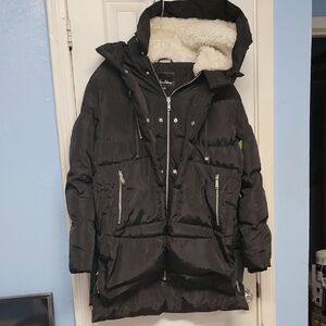 Sam Edelman Black Puffer Jacket with Cream Lining